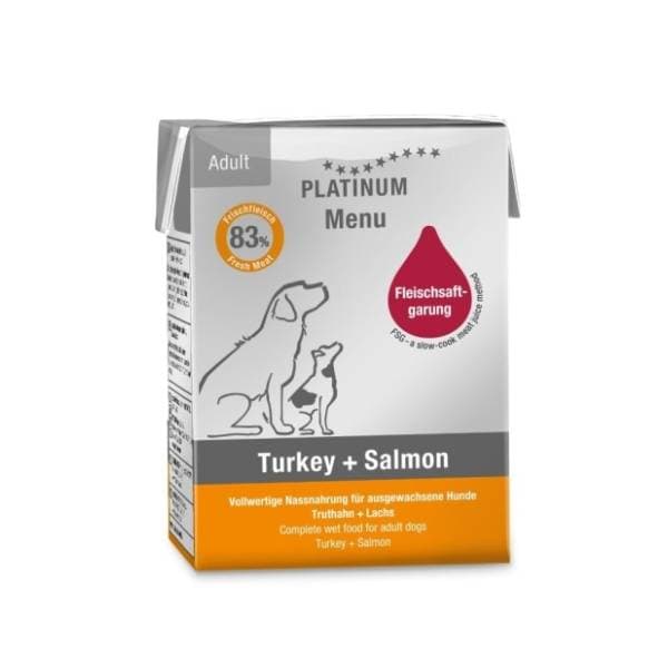 PLATINUM Dog menu hrana za pse ćuretina i losos 185g 0