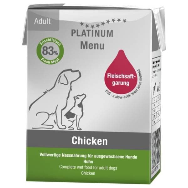 PLATINUM Dog menu hrana za pse piletina 185g 0