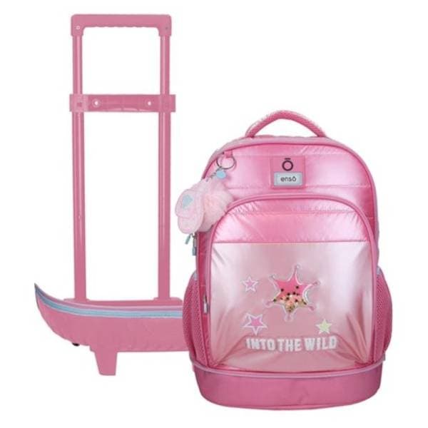 Ranac za školu ENSO Into the wild sa točkićima 43cm pink 3