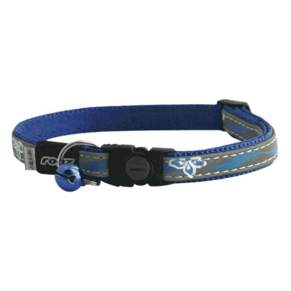 ROGZ Night cat blue floral reflektujuća ogrlica za mace 0