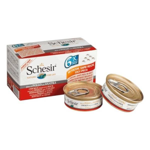 SCHESIR Multipack hrana za mačke tuna i gambori 6x50g 0