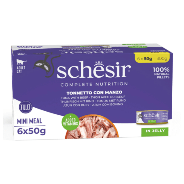 SCHESIR Multipack hrana za mačke tuna i govedina 6x50g 0