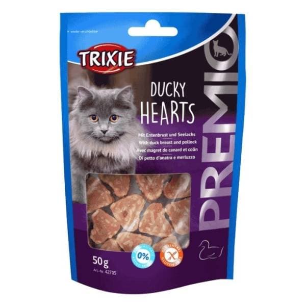TRIXIE Premio ducky hearts poslatica za mačke pačetina 50g 0