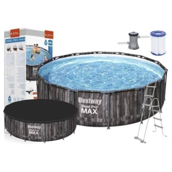 BESTWAY bazen sa pumpom 427x107cm Steel Pro max wood 1