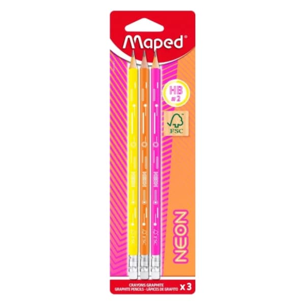 Grafitna olovka sa gumicom MAPED neon 3kom 0