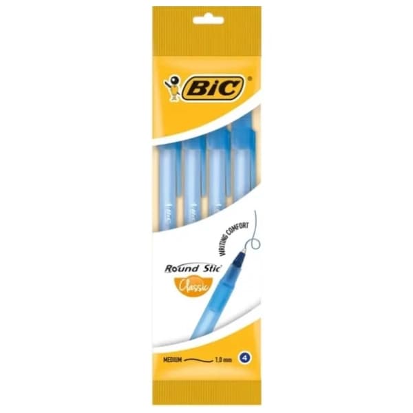 Hemijska olovka BIC round stick plava 4kom 0