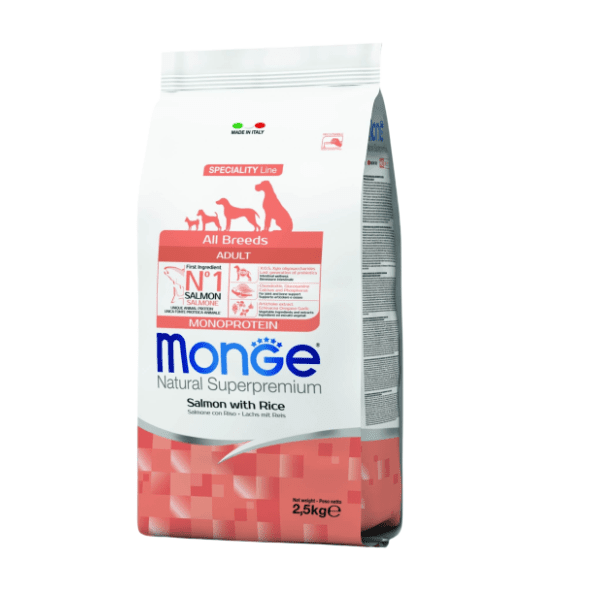 MONGE All breeds adult hrana za pse losos pirinač 2,5kg 0