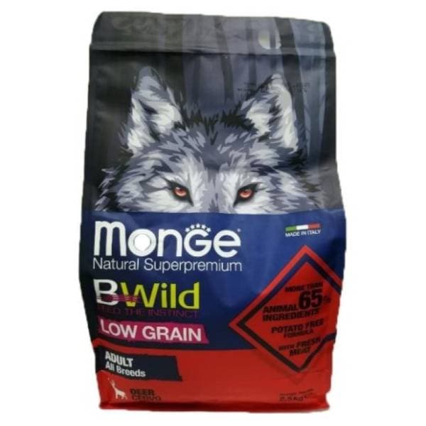 MONGE BWild low grain hrana za pse jelen 2,5kg 0