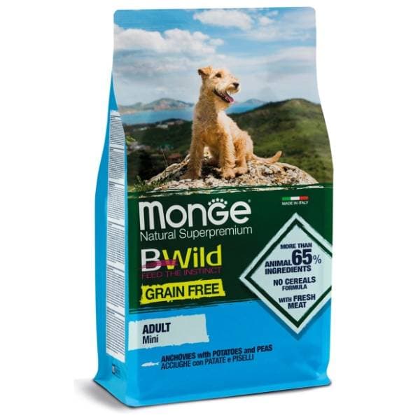 MONGE Bwild mini adult grain free hrana za pse inćuni 2,5kg 0