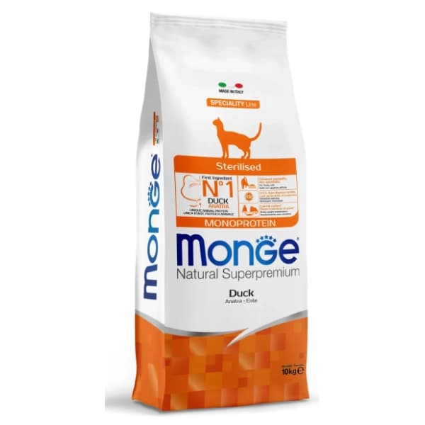 MONGE Sterilised monoprotein hrana za mačke patka 10kg 0