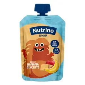 NUTRINO Junior voćni pire jabuka i banana sa keksom 100g slide slika