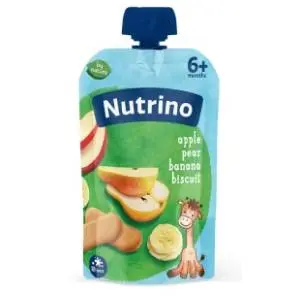NUTRINO voćni pire jabuka kruška banana keks 100g slide slika