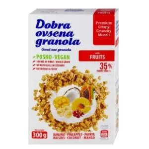 DOBRA ovsena granola tropsko voće 300g slide slika