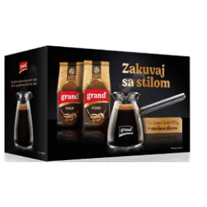 Kafa GRAND gold 2x200g + staklena džezva slide slika