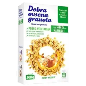 DOBRA ovsena granola med lešnik 300g slide slika