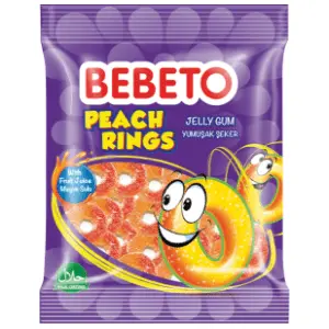 Bombone BEBETO Peach rings 80g slide slika