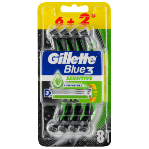 Brijač GILLETTE Blue 3 sensitive 6+2 gratis slide slika