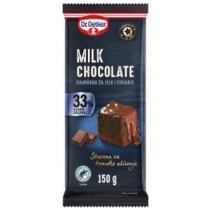DR. OETKER Mlečna čokolada za kuvanje i jelo 33% kakao delova 150g slide slika