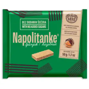 Napolitanke KRAŠ lešnik bez šećera 50g slide slika