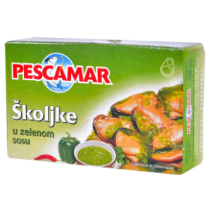 PESCAMAR školjke u zelenom sosu 111g slide slika
