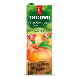 Voćni sok TAKOVO kašasti nektar breskva i jabuka 1,5l slide slika