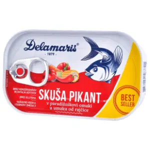 DELAMARIS skuša sa povrćem pikant 125g slide slika