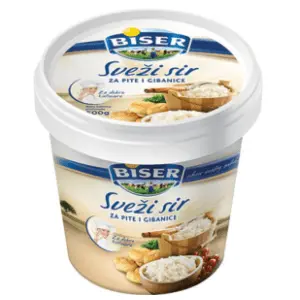 BISER sveži sir za pite i gibanice 500g slide slika