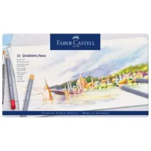 Drvene boje FABER CASTELL goldfaber aqua metalna kutija 36kom slide slika