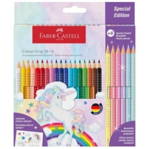 Drvene boje FABER CASTELL grip unicorn + sparkle 18+6kom slide slika