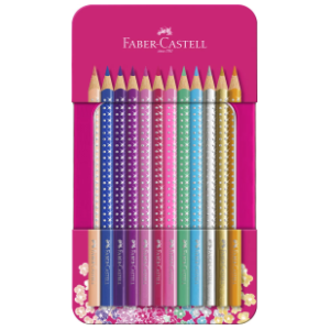 Drvene boje FABER CASTELL sparkle metalna kutija 12kom slide slika