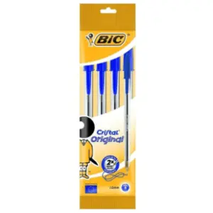 Hemijska olovka BIC cristal medium plava 4kom slide slika