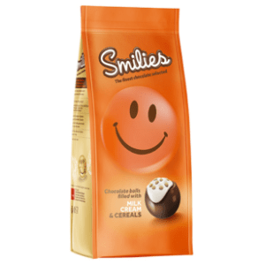 Bombonjera SMILIES mlečni krem i ceralije 120g slide slika