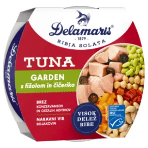 Tuna salata DELAMARIS Garden pasulj leblebija 170g slide slika