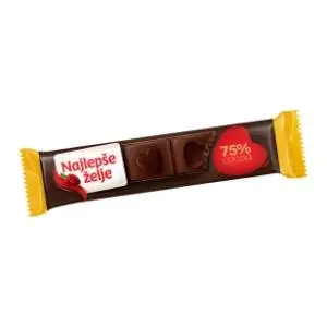 Čokolada crna NAJLEPŠE ŽELJE 75% kakao delova 30g slide slika