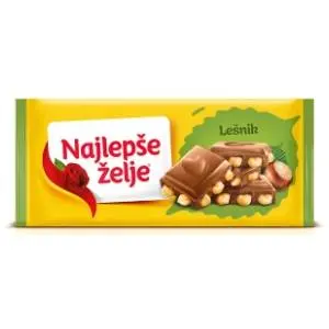 Čokolada NAJLEPŠE ŽELJE lešnik 190g slide slika