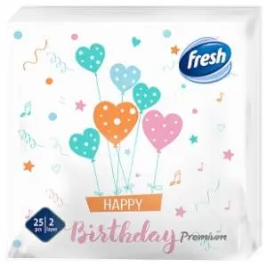 Salvete FRESH Happy birthday 2sloja 25kom slide slika