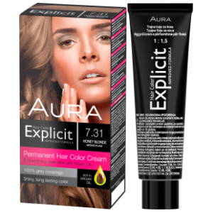 AURA Explicit farba za kosu 7.31 medno plava slide slika
