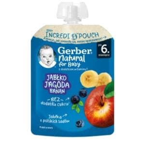 GERBER voćni pire jabuka, borovnica i banana 80g slide slika