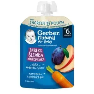 GERBER voćni pire jabuka, šljiva i šargarepa 80g slide slika