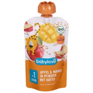 BABYLOVE jabuka mango u breskvi sa ovsenim pahuljicama 100g slide slika