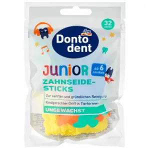 DONTODENT dečiji konac za zube na štapiću 32kom slide slika