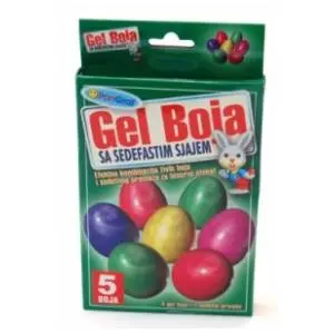 Set boja za uskršnja jaja i sedef gel PANGRAF 5kom + rukavice slide slika