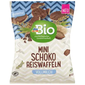 Mini pirinčani vafli DM BIO sa čokoladom 60g slide slika
