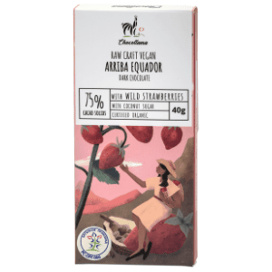 Čokolada CHOCOLLAMA Arriba equador divlje jagode 75% kakao 40g slide slika
