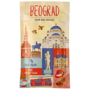 Čokolada CHOCOLLAMA Beograd crna 77% kakao 100g slide slika