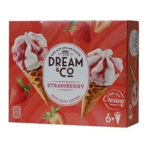 Sladoled DREAM&CO jagoda kornet 6x110ml slide slika