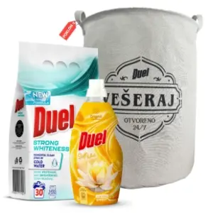 DUEL paket deterdžent za veš, omekšivač i korpa za veš slide slika