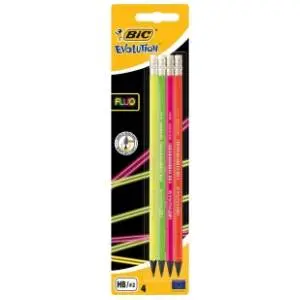 Grafitna olovka sa gumicom BIC evolution fluo 4kom slide slika