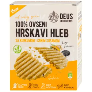 DEUS ovseni hrskavi hleb kurkuma i crni susam 150g slide slika