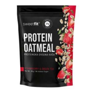 SWEETFIT proteinska ovsena kaša zeleni čaj i jagoda 80g slide slika